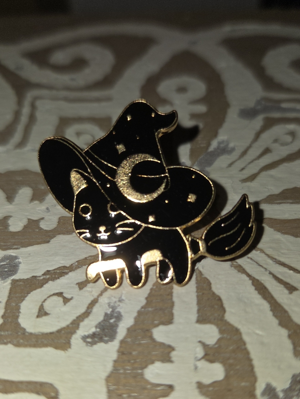 Black Cat Witch Enamel Pin for Cat Lovers